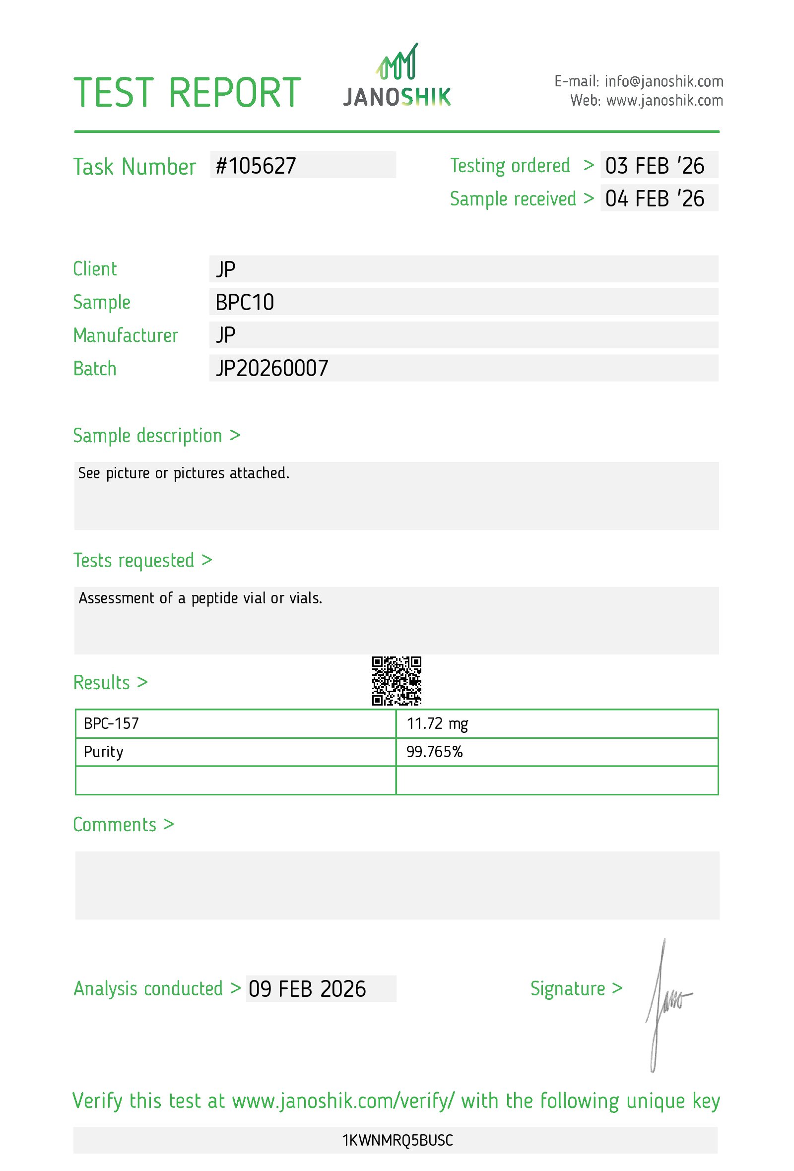 BPC-157 COA