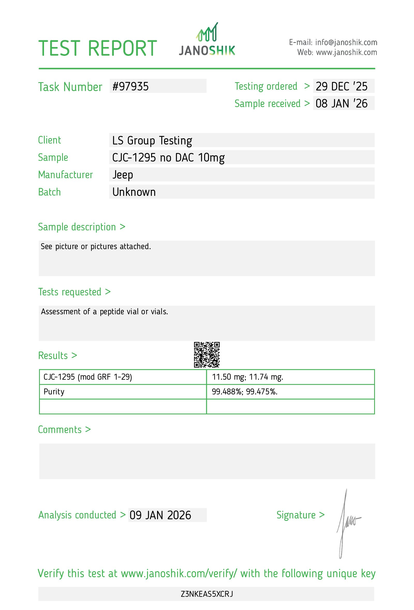 CJC-1295 (No DAC) COA